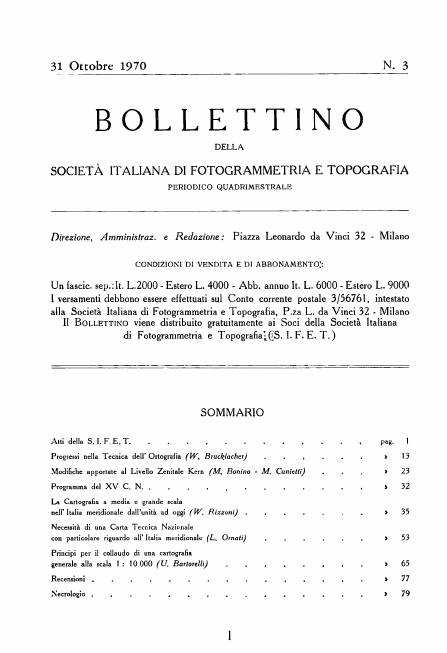 Copertina articolo #7 Bollettino SIFET ANNO: 1970 n.3